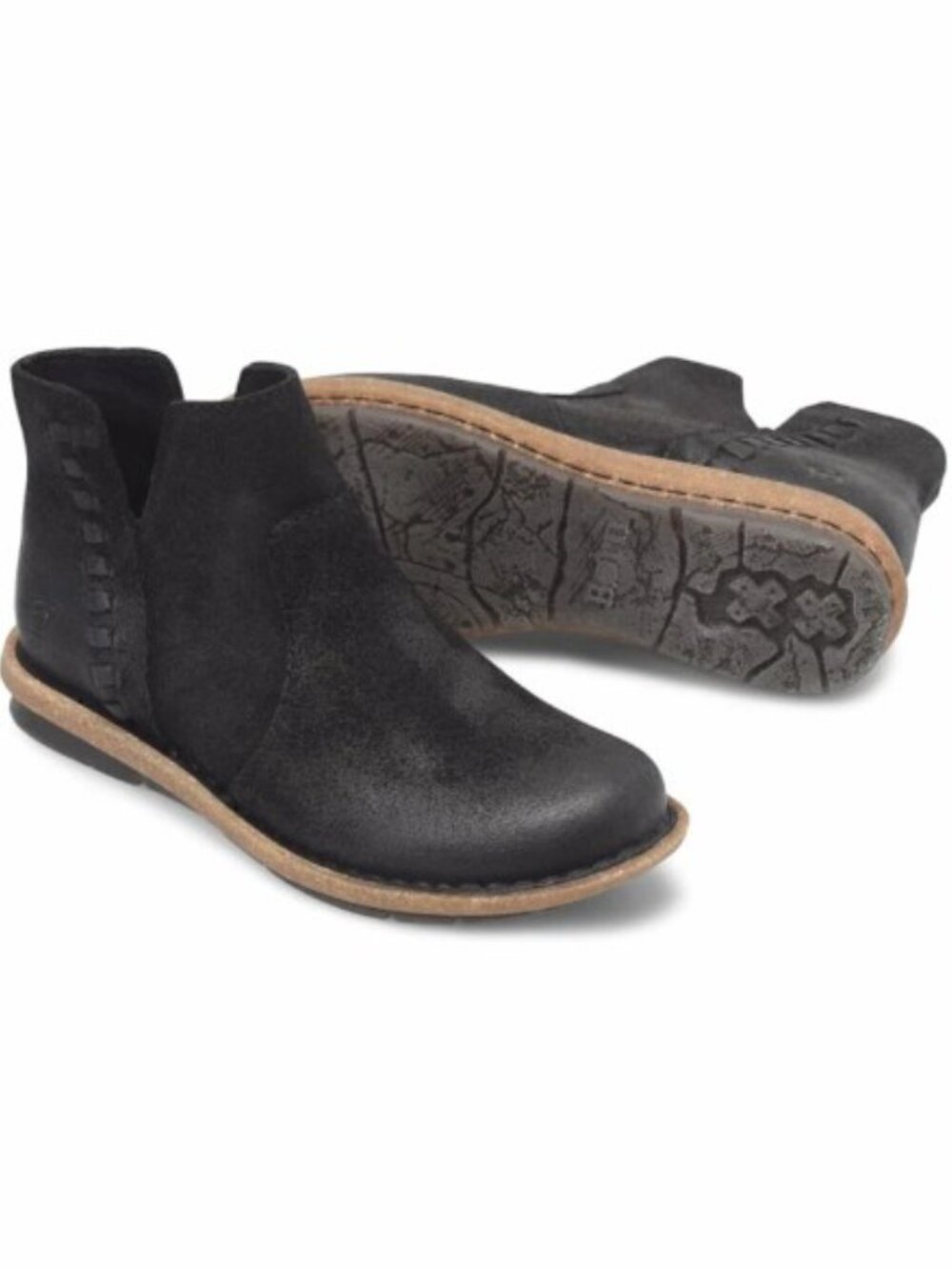 Born Taj Ankle Bootie Distressed Black Side Zip Womens Size 6 EU 36-37 NEW